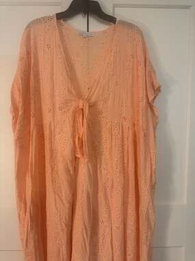 Young Fabulous & Broke Peach Eyelet Tie-Front Cover-Up Dress Size S